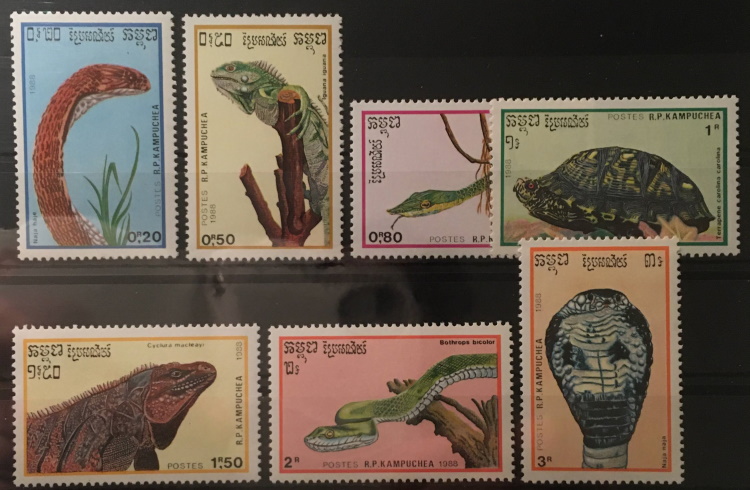 Kampuchea 1988 – 7 val kompl. ** – Reptiler