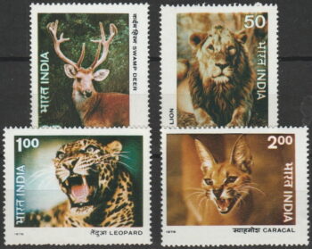 Indien 1976 – 4 kompl ** – Däggdjur